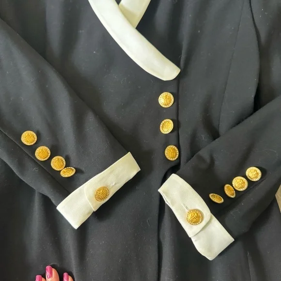 Vintage Escada Couture Black White romper Dress with Gold Accents size 36 - Picture 3 of 14